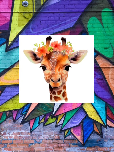 196. Floral Giraffe Decal