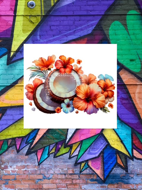 234. Floral Coconuts Decal