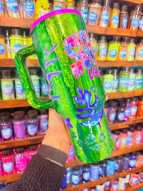40OZ GREEN SUMMER RUSTIC RAINDROP TUMBLER