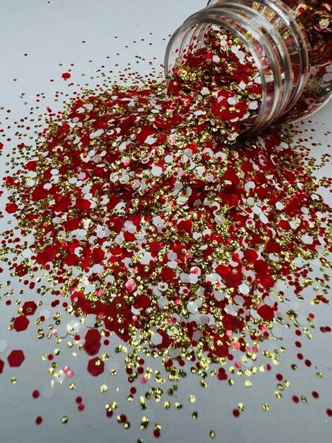 Santa Baby- Red White Gold Custom Mixed Glitter