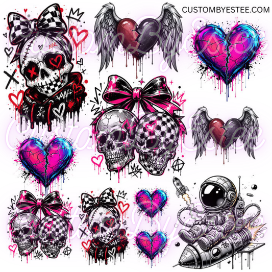 D31. ELEMENT SHEET- Punk Skulls Hearts