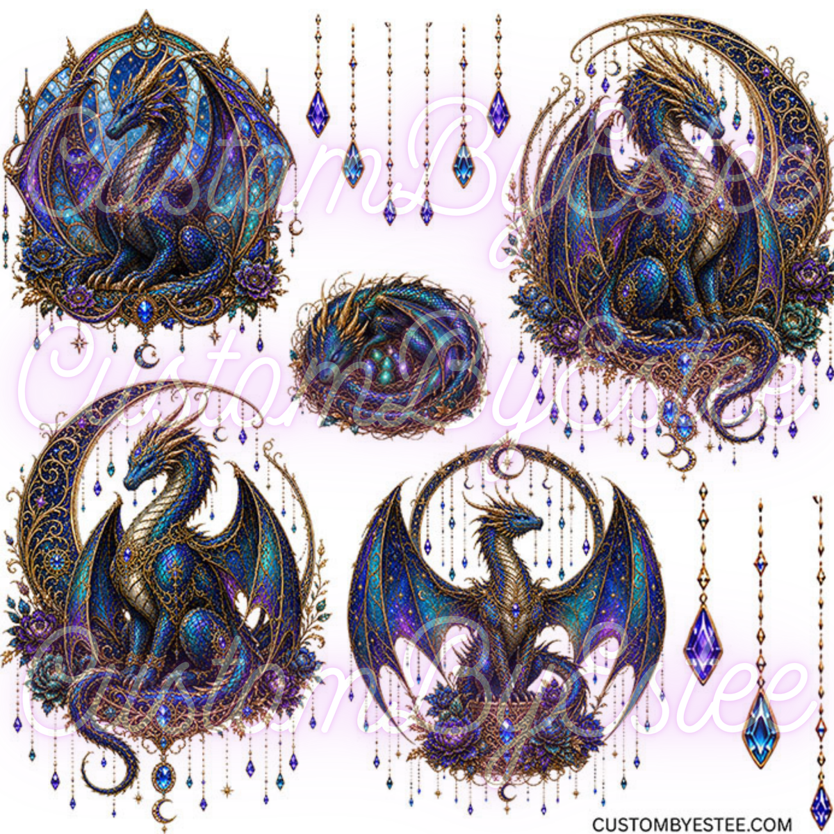 A. ELEMENT SHEET- Purple Blue Jeweled Dragons