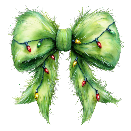 SS. Green Man Furry Bow with Lights Decal