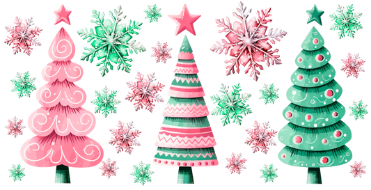 HH. Pink and Green Christmas Tree UVDTF