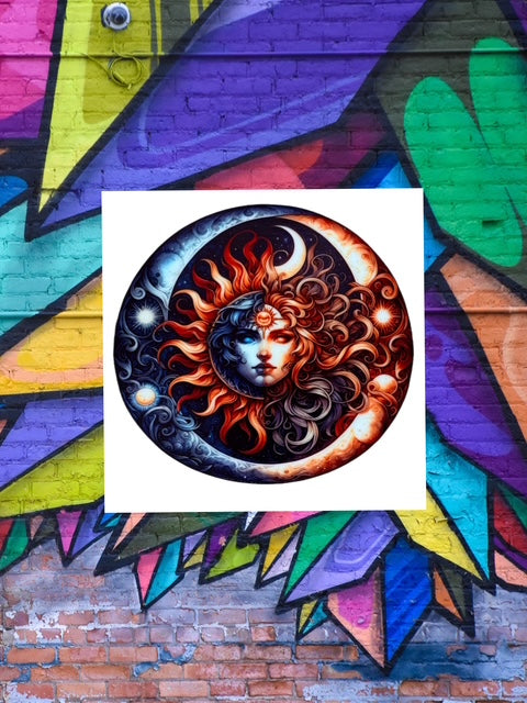 496. Sun Moon Celestial Decal