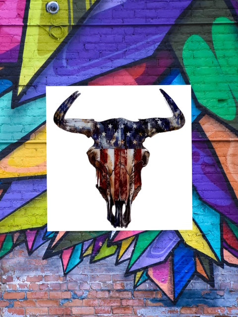 495. American Bull Skull Decal