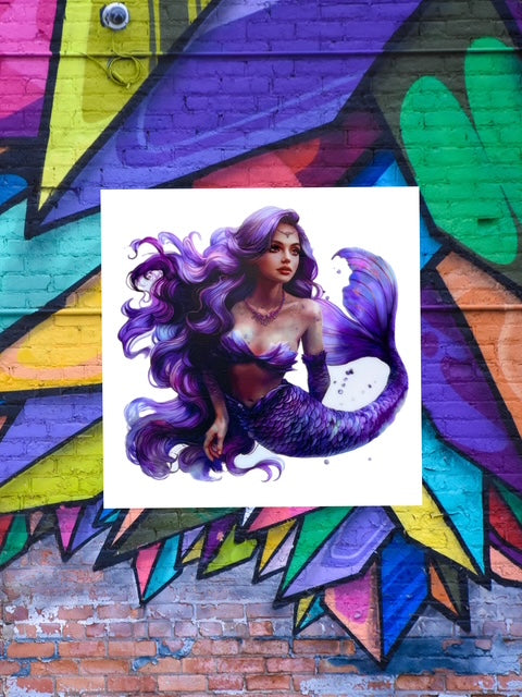 45. Purple Mermaid Girl Decal