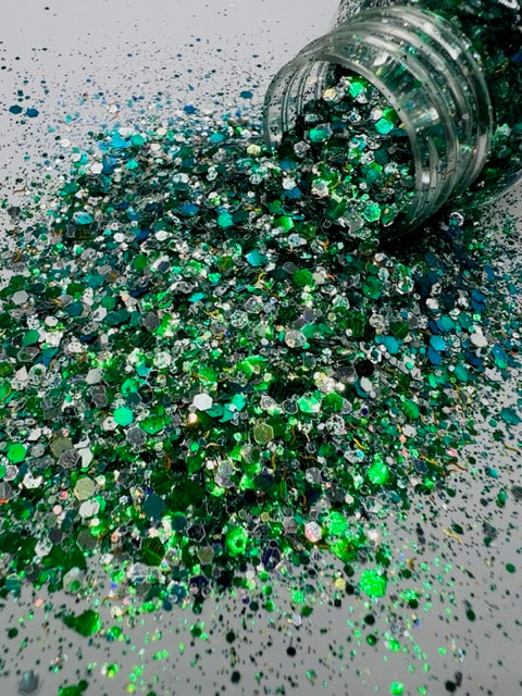 May Baby- Emerald Green Mirror Gold Sliver Custom Mixed Glitter 2-4