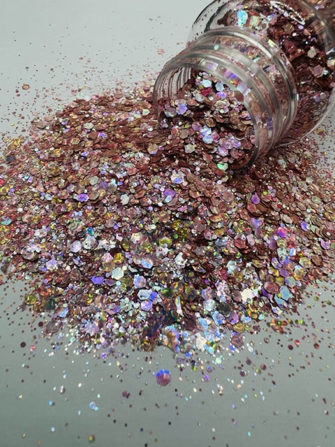 Pink Champeezy- Pink and Gold Opal Glitter 2-4