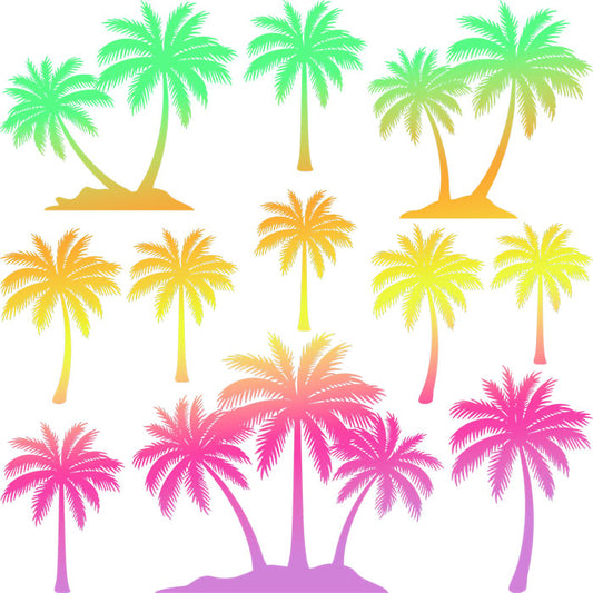 C17. ELEMENT SHEET- HOLOGRAPHIC Green Orange Yellow Palms